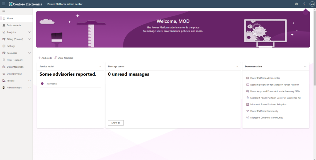 Power Platform Admin Center