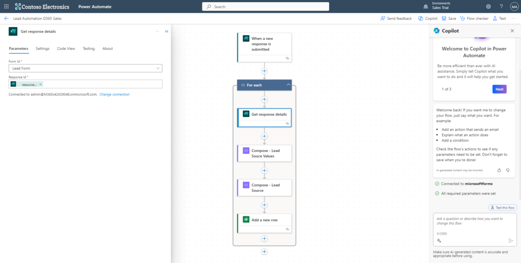 Power Automate Flow Microsoft Forms Get reponse details