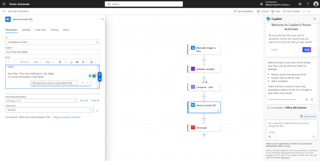 Power Automate Send email