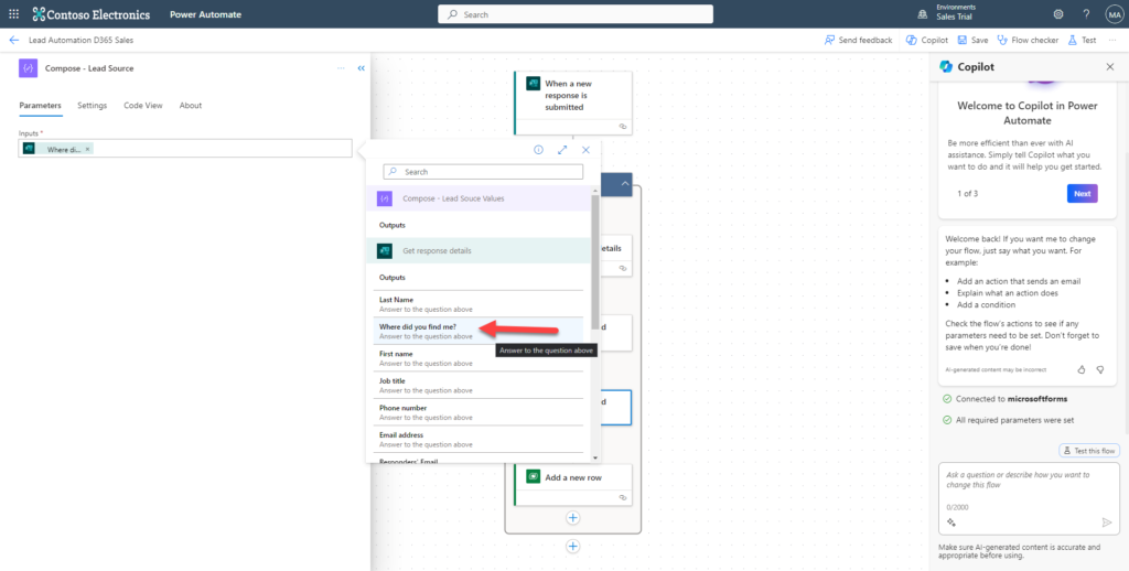 Power Automate Flow Compose